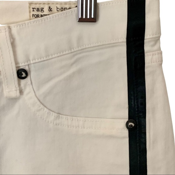 New RAG & BONE For INTERMIX Black White Tuxedo Skinny Jeans Zipper Size 24 - Picture 11 of 14